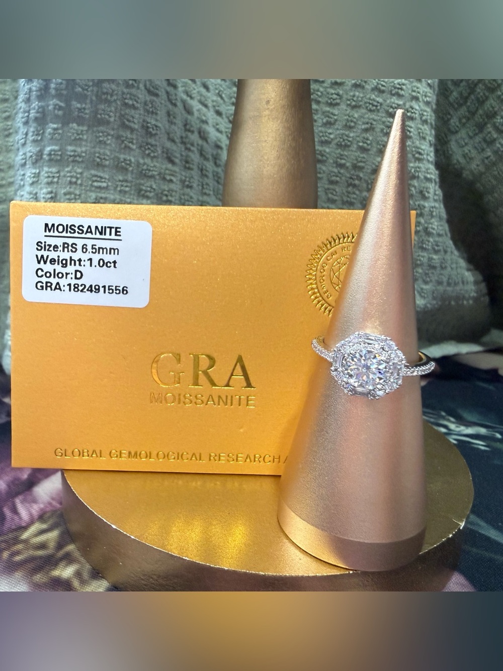 Moissanite Halo Engagement Ring in White